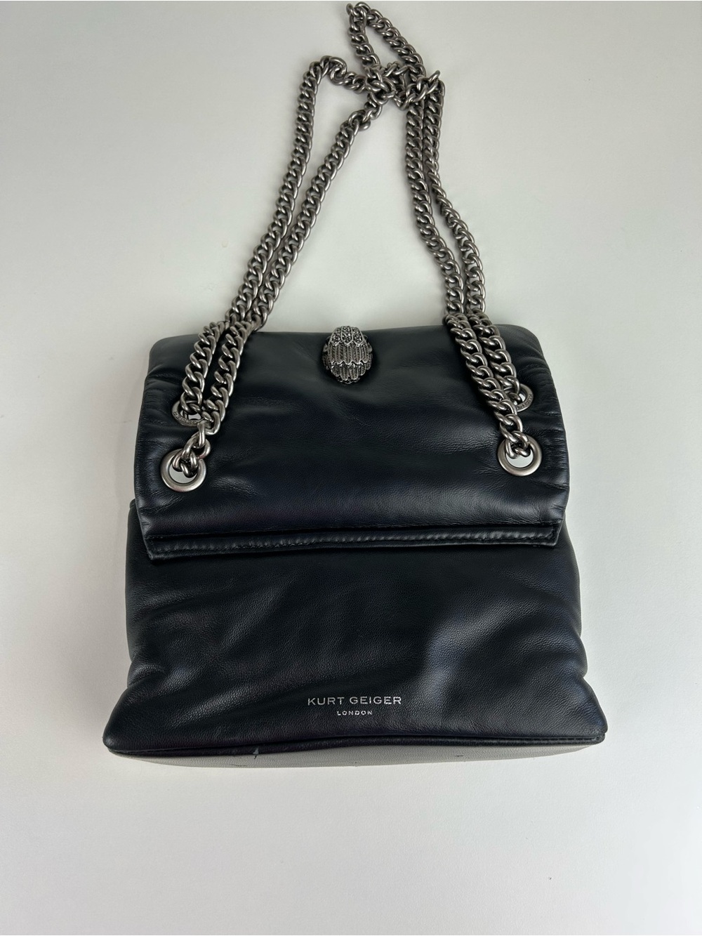 Kurt Geiger Black Leather Chain-Strap Handbag THE KEW - Picture 14 of 14